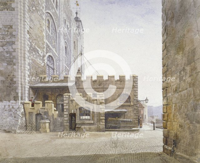 Ordnance Office at the bottom of the White Tower, Tower of London, Stepney, London, 1883. Artist: John Crowther