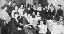 Grigori Rasputin and a group of women, 1917. Artist: Unknown