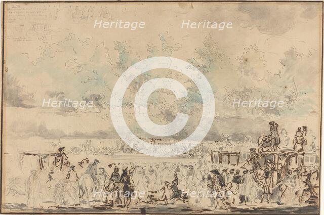 Royal Review of the Troops, 1760s. Creator: Gabriel de Saint-Aubin.