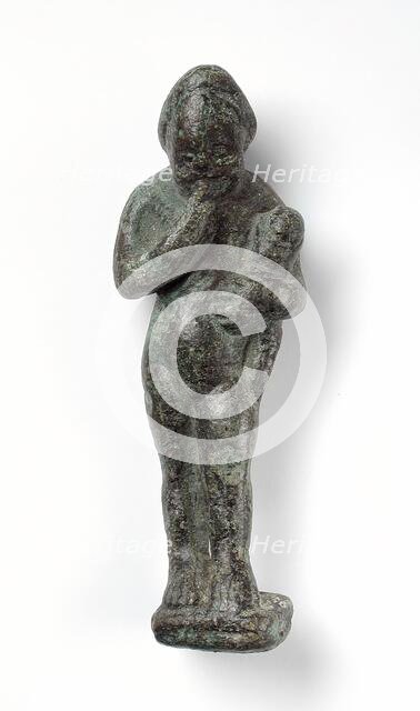 Figurine of a Standing Naked Man Holding a Baby, Ptolemaic Period-early Roman Period 200 BCE-100 C). Creator: Unknown.
