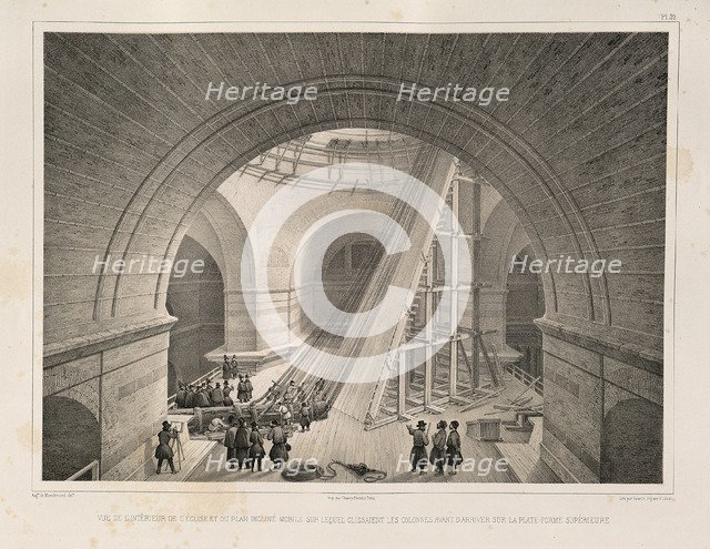 Inside view of the Cathedral and a ramp (From: The Construction of the Saint Isaac's Cathedral), 1845. Artist: Montferrand, Auguste, de (1786-1858)