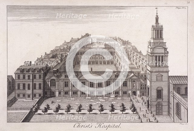 Christ's Hospital, London, c1740. Artist: William Henry Toms