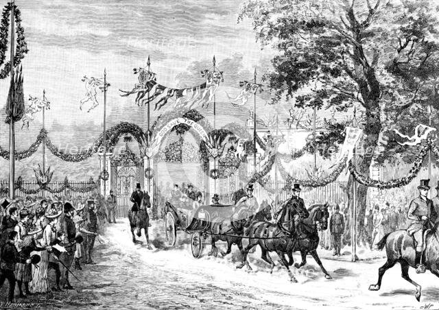 The Queen leaving Waddesdon Manor, 1890. Creator: P Naumann.