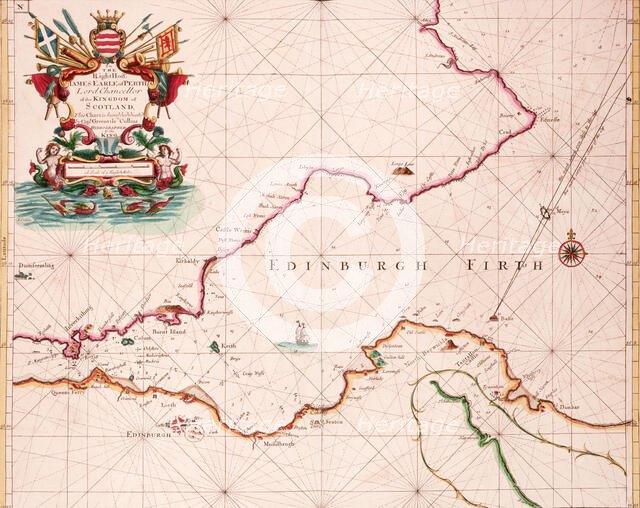 Map of the Firth of Forth, 1689. Creator: Greenvile Collins.