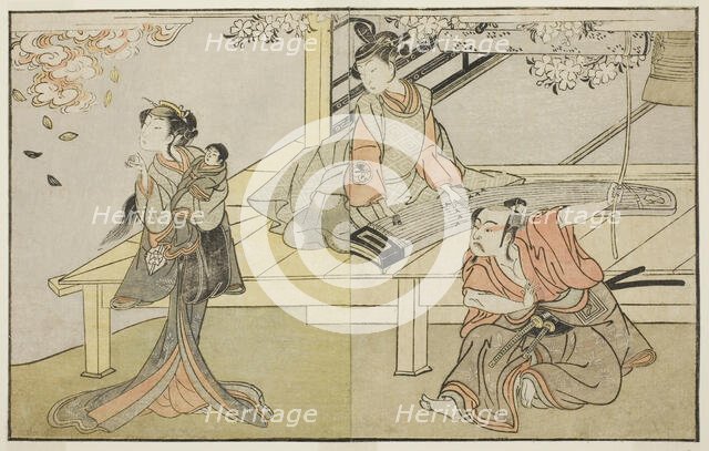 The Actors Ichikawa Yaozo II as Yoshimine no Munesada (right), Yoshizawa Sakinosuke III..., c. 1772. Creator: Shunsho.