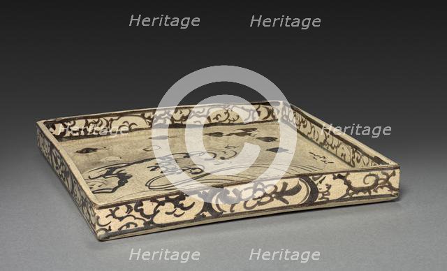 Square Dish with Design of Plovers over Waves, c. 1700. Creator: Ogata Korin (Japanese, 1658-1716); Ogata Kenzan (Japanese, 1663-1743).