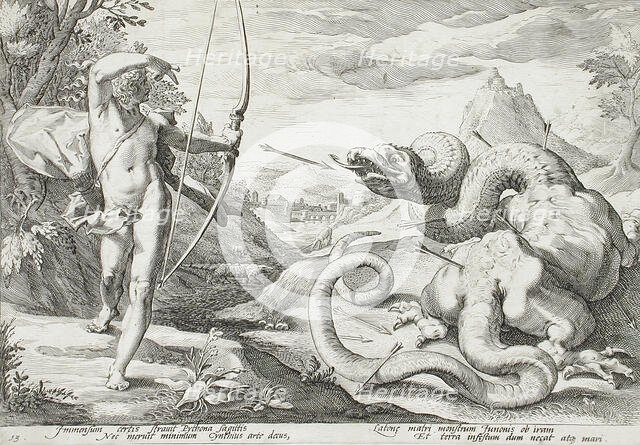 Apollo Killing the Python, published 1589. Creator: Hendrik Goltzius.