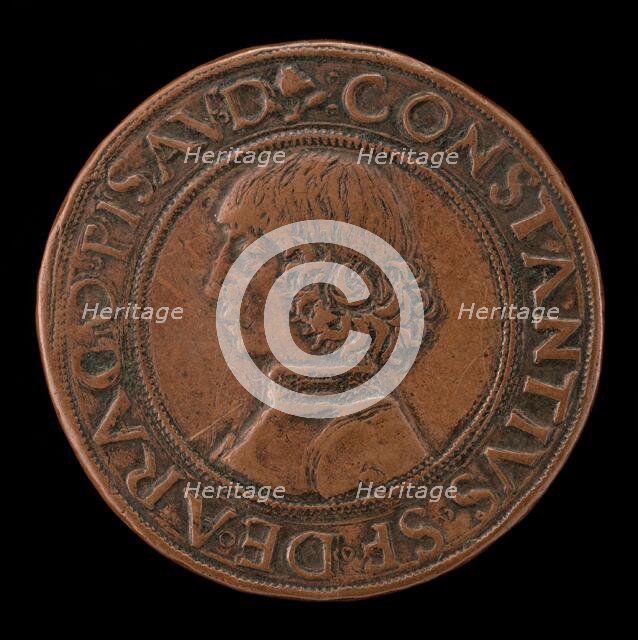 Costanzo Sforza, 1447-1483, Lord of Pesaro 1473 [obverse], probably 1456/1466. Creator: Gianfrancesco Enzola.
