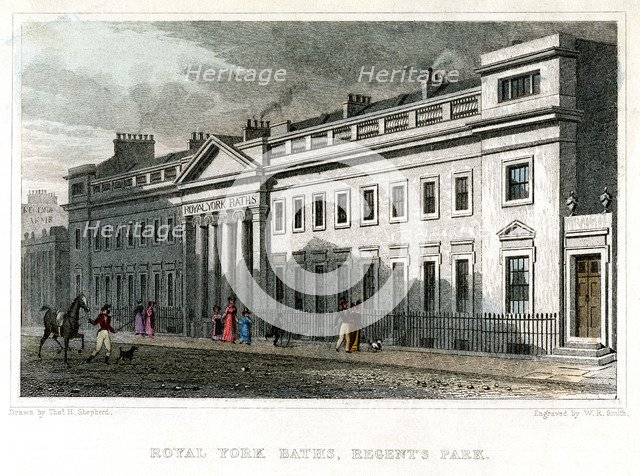 Royal York Baths, Regents Park, London, 1828.Artist: WR Smith