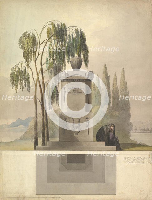 Design for a Tomb, Rothgeisser in Nuremberg (Elevation and Ground Plan), 1826. Creator: Johann Georg Dürschner.