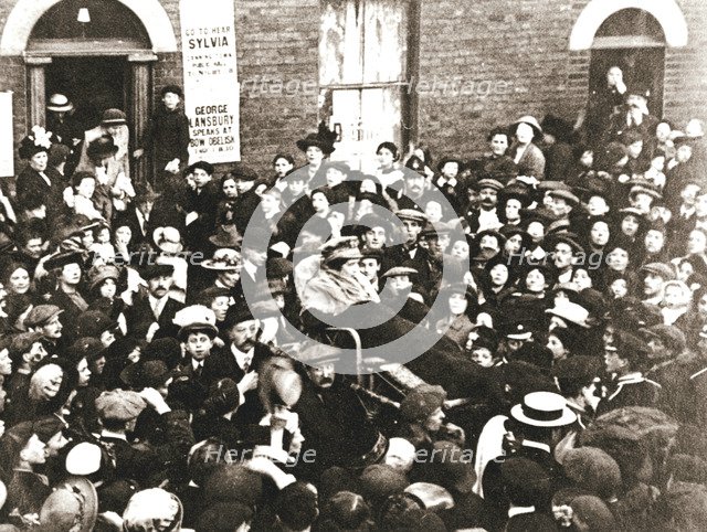 Sylvia Pankhurst, British suffragette, in a bath chair, London, June 1914. Artist: Unknown