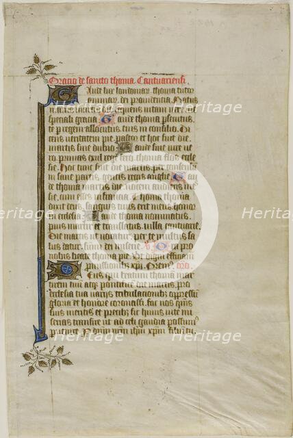 The Murder of Thomas Becket, page two, from a Book of Hours, 1430/40. Creator: Nicolas Brouwer.
