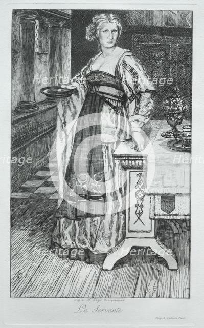 The Maidservant, after H. Leys, 1868. Creator: Félix Bracquemond (French, 1833-1914).