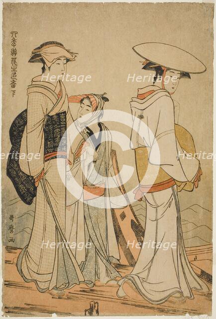 Pleasures of the Four Seasons: Colors and Scents of Flowers, left (Shiki no asobi hana..., c. 1783. Creator: Kitagawa Utamaro.