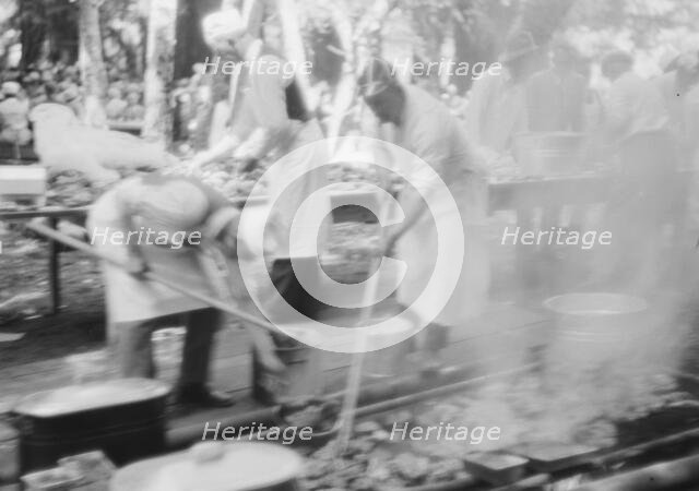 Moore, George Gordon, barbecue, 1927 Aug. Creator: Arnold Genthe.