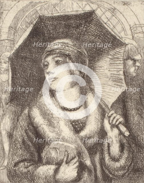 Shopper with Umbrella, 1929. Creator: Kenneth Hayes Miller.