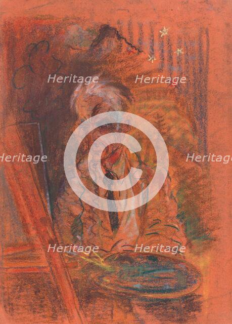 Self-portrait with a palette, 1925-1930. Creator: Arnold Peter Weisz-Kubincan.