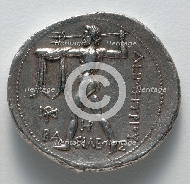 Tetradrachm: Poseidon hurling a trident (reverse), c. 300-295 BC. Creator: Unknown.
