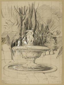 Fountain with Putti in the Garden of the Villa Borghese, 1880. Creator: Hans Thoma.