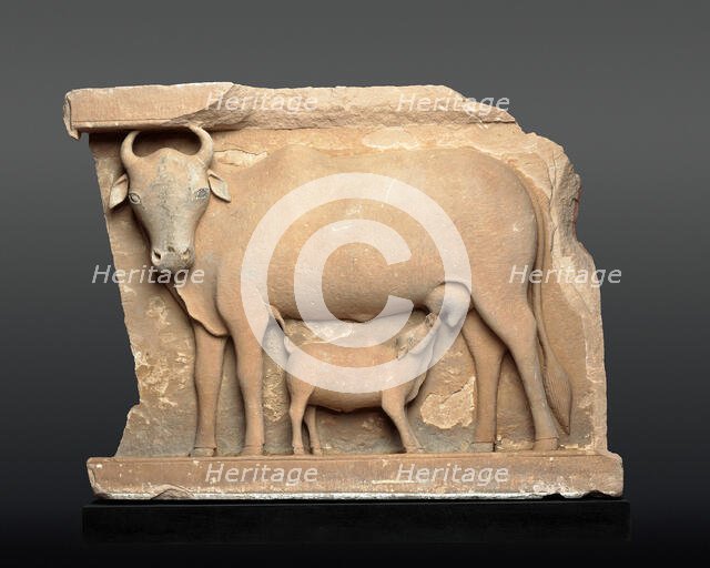 Cow Suckling a Calf, About 9th century. Creator: Unknown.