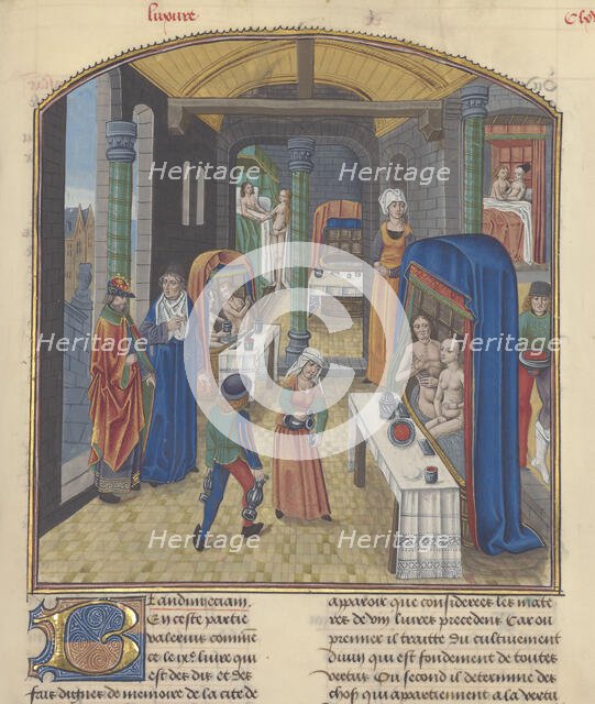 The baths of Sergius Orata. Miniature from Valerius Maximus, 15th century. Creator: Anonymous master.