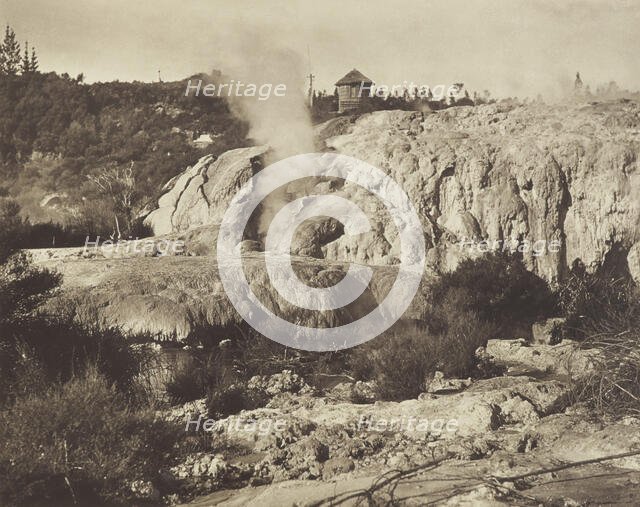 Silica terraces formed by geyser action, Whakarewarewa, Rotorua district. From the album..., 1920s.9 Creator: Harry Moult.