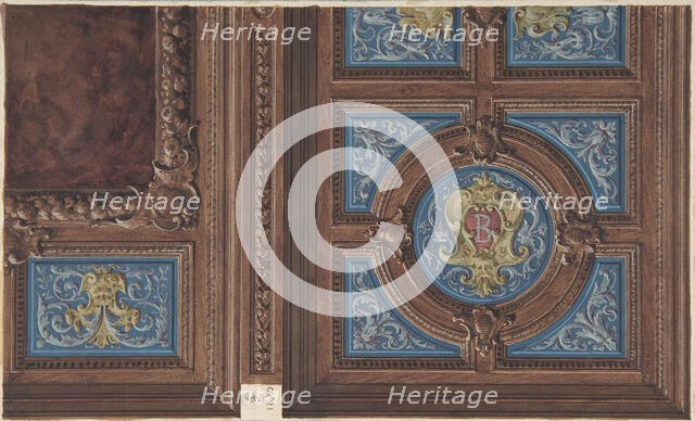 Design for Dining Room Ceiling, Hôtel de Behague, 1870. Creators: Jules-Edmond-Charles Lachaise, Eugène-Pierre Gourdet.