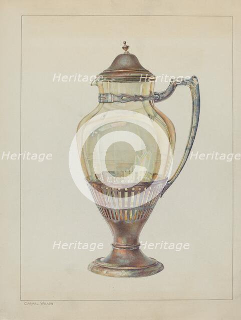 Silver and Glass Flagon, c. 1936. Creator: Carmel Wilson.