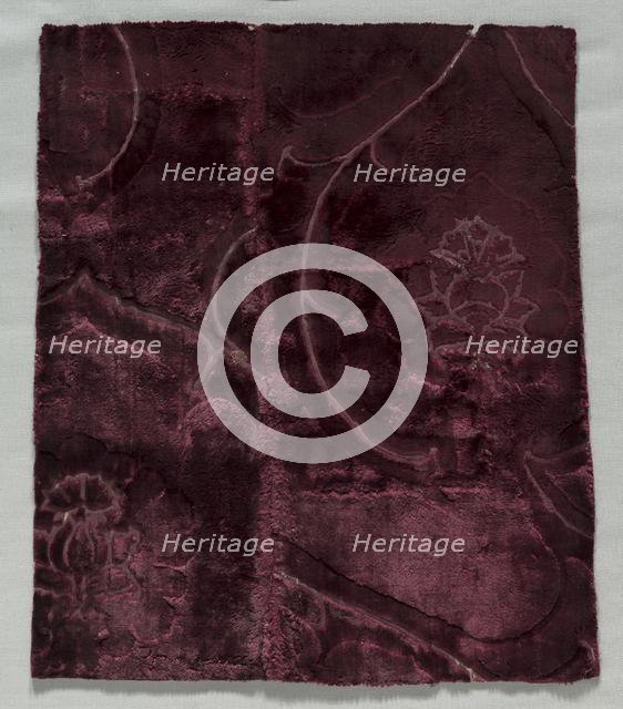 Two Velvet Fragments Sewn Together, 1400s. Creator: Unknown.