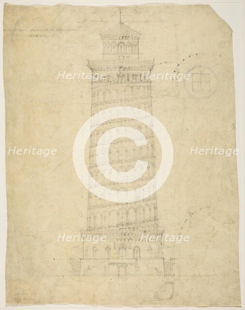 World's Columbian Exposition Elevated Electric Railroad Tower, Chicago, Illinois, Elevation, 1892. Creator: Peter Joseph Weber.