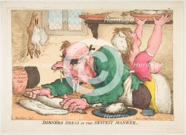 Dinners Drest in the Neatest Manner, October 1811. Creator: Thomas Rowlandson.
