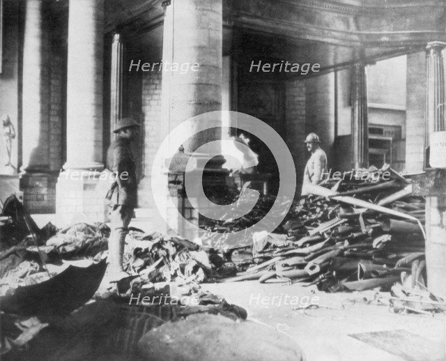 Damage to the interior of Douai church, France, 1918. Artist: Unknown
