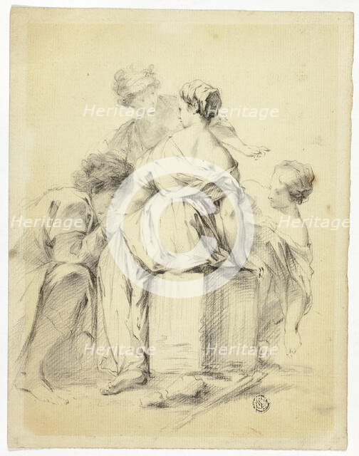 Courtship Scene with Youth and Three Maidens, n.d. Creator: Unknown.