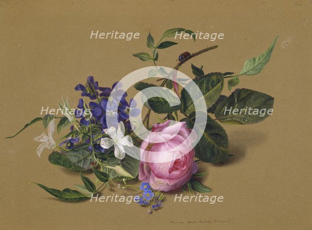 Beetle at the rose branch. Artist: Tolstoy, Fyodor Petrovich (1783-1873)