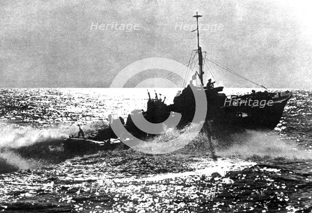 Allied motor torpedo boat on patrol off the French coast, 1944. Artist: Unknown