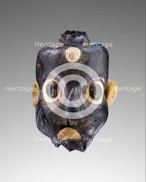 Opaque Dark Blue Mask Bead, 5th-4th century BC. Creator: Unknown.
