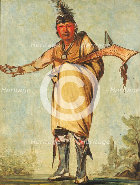 Náw-káw, Wood, Former Chief of the Tribe, 1828. Creator: George Catlin.