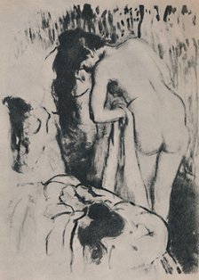 'Nude Woman Dressing', c. 1890, (1946).  Artist: Edgar Degas.