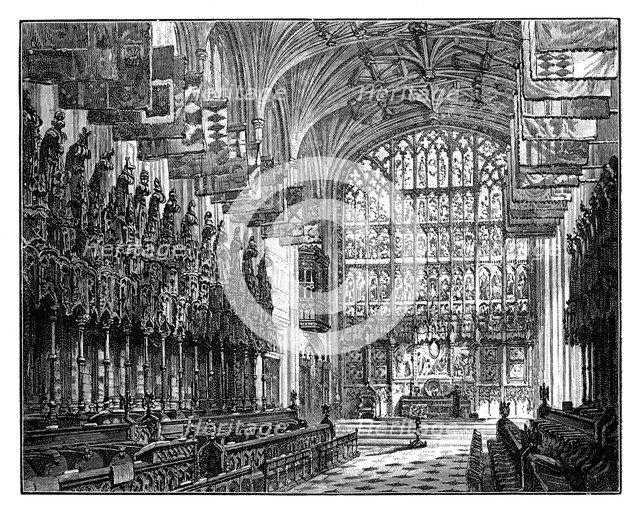 St George's Chapel, Windsor, Showing Royal Gallery & Altar. Artist: Unknown