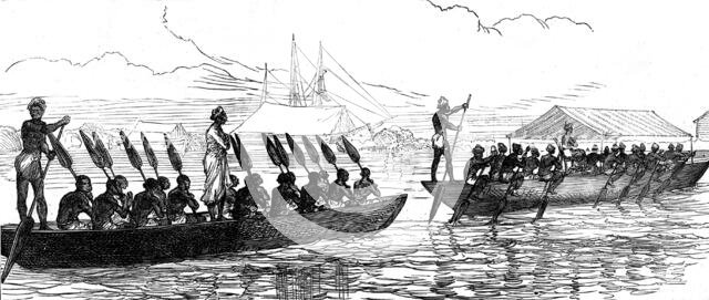 Visit of an African chief and suite to a ship of war, 1873. Creator: Unknown.