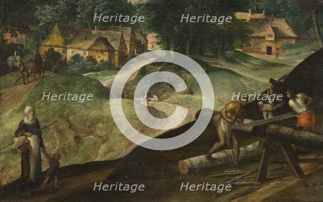 Landscape with Men Sawing Timber. Creator: Gillis Mostaert.