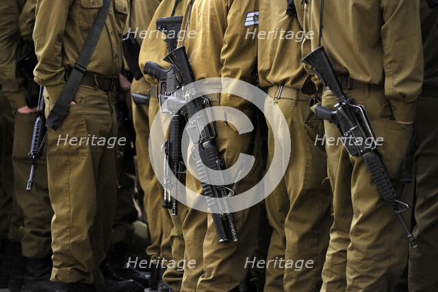 Soldiers of Israel's military visiting the Western Wall, Jerusalem, Israel, 2013. Creator: LTL.