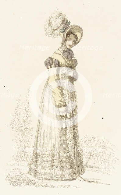 Fashion Plate (Walking Dress), 1818. Creator: Rudolph Ackermann.