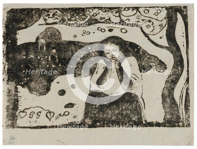 Human Miseries, from the Suite of Late Wood-Block Prints, 1898/99. Creator: Paul Gauguin.