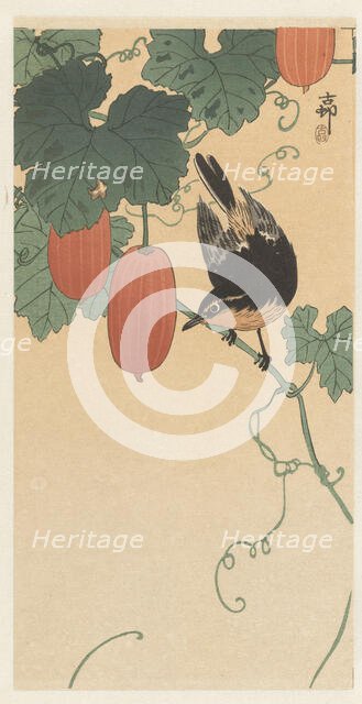 Birds on the Kaki tree, 1920-1930. Creator: Ohara, Koson (1877-1945).