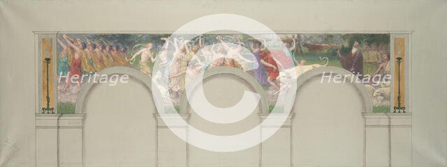 Esquisse pour les salons d'entrée de l'Hôtel de Ville de Paris : Scène antique : taureau..., 1892. Creator: Jules-Jean Ferry.