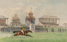 Horse racing in Freudenau in Vienna 1884, 1884. Creator: Moritz Ledeli.