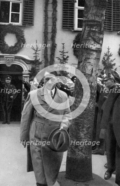 Adolf Hitler visiting the Schiller Haus in Weimar, Germany, 1934. Artist: Unknown