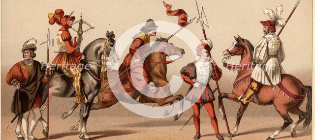 Gentlemen, crossbowman and halberdier in 1507-1520. Reigns of Louis XII and Francis I of France.
