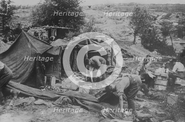 British artillery officers' mess on captured ground, 10 Jun 1917. Creator: Bain News Service.